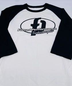 Baseball Style FP Shirt with 3/4L Black Sleeves and Black Logo